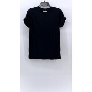 TOPMAN Men's Black Solid Crewneck Short Cuffed Sleeve Casual T-Shirt SZ S
